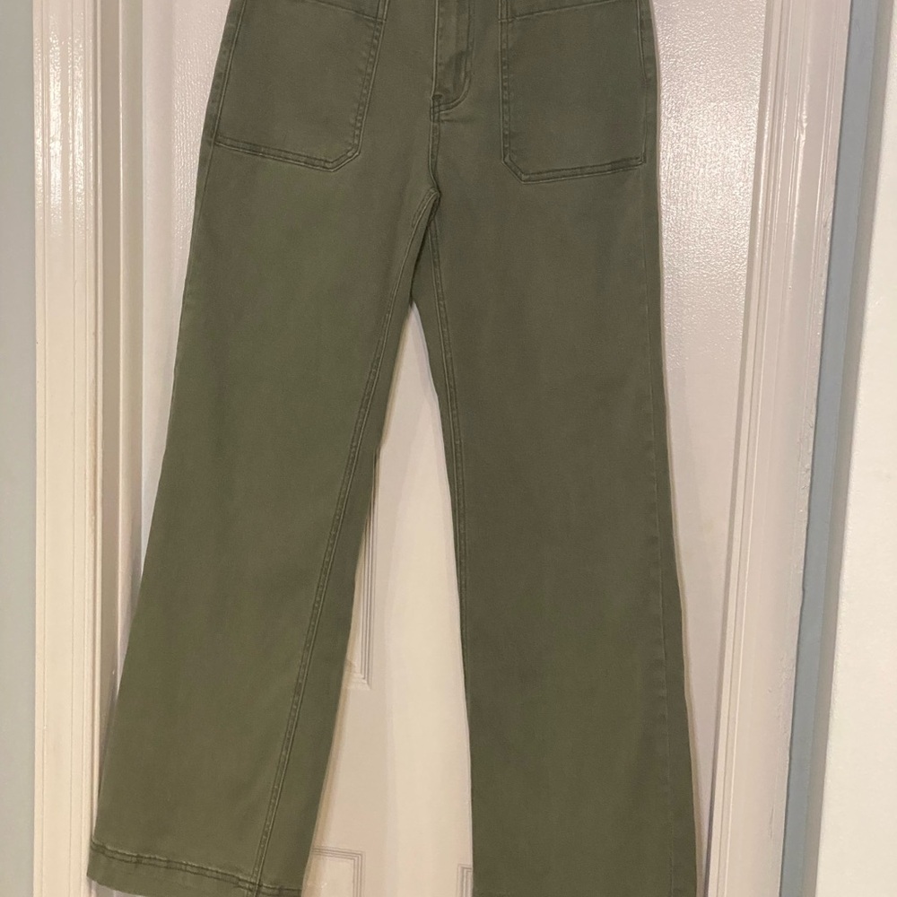 One 5 One Olive Green Wide-Leg Pants
